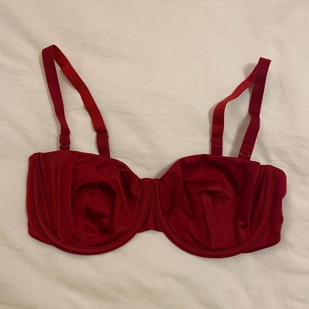 Cuup red satin NWOT Balconette bra 36E